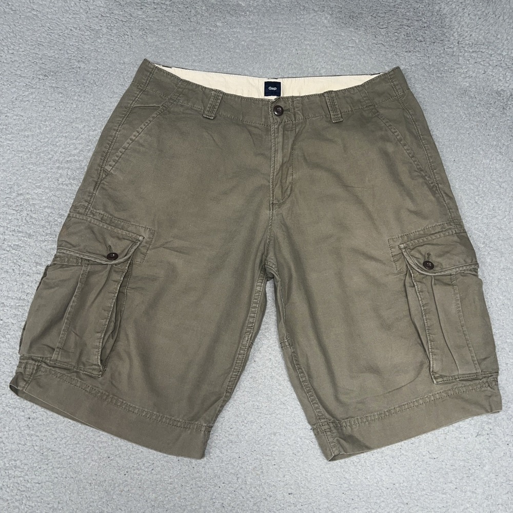 Gap Spencer Shorts Men's Sz 34 Beige Cargo Linen Blend Utility Multi Pockets Y2k